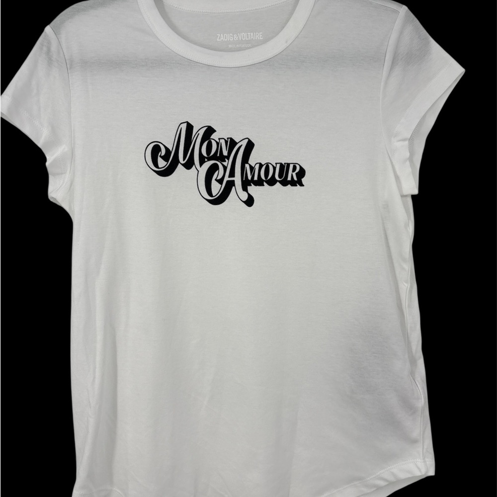 Zadig & Voltaire Mon Amour Graphic Print T-Shirt White Size S